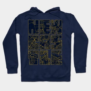 Newcastle upon Tyne, England City Map Typography - Gold Art Deco Hoodie